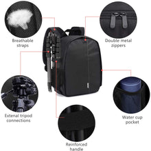 Load image into Gallery viewer, Movsou Camera Bag Nylon Camera Backpack Waterproof 13" X 11" X 5" for DSLR Cameras, Lens and Accessories Black Grey
