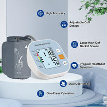 Load image into Gallery viewer, Blood Pressure Monitor for Home Use - Automatic BP Machine with Large Backlit Display High Accuracy for 2 Users with 22-42cm Arm Cuff & Storage Bag, Blue
