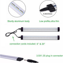 Load image into Gallery viewer, Kibhous 6 Pcs LED Under Cabinet Lights Rigid Bar Kit, Can Plugged or Directly Connected to an LED Driver, Super Bright Connectable Lighting Strip Suitable for Kitchen Cabinets, Counters, Cold White