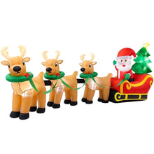 Load image into Gallery viewer, 13Ft Lighted Christmas Inflatables Santa Claus on Sleigh with 3 Reindeer & Christmas Tree for Indoor Outdoor Home Holiday Decor