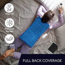 Load image into Gallery viewer, 33"x17" Heating Pad, Portable Heating Pad for Shoulder, Neck, Cramp, Menstrual Pain, with Upgraded 3 Timer & 6 Temperature Controller, Blue