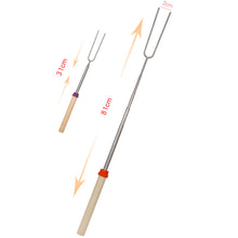 Load image into Gallery viewer, 12 Pcs Roasting Sticks Wooden Handle, Extendable Stainless Steel Marshmallow Roasting Sticks Telescoping Forks, Campfire Sticks, 32in Smores Sticks, Telescoping Skewers for Campfire, BBQ