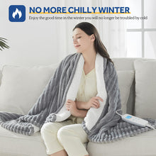 Load image into Gallery viewer, Electric Heated Blanket - 62"x84" Heating Blanket with 4 hours Auto-off, 6 Level Over-heat Protection, Soft Flannel, Electric Blanket ETL/FCC Certification