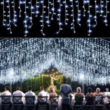Load image into Gallery viewer, 360 LED Christmas Icicle Lights, 29.5 FT 8 Modes Curtain Fairy Icicle String Lights with 60 Drops, Led Christmas Twinkle Lights for Holiday, Party, Wedding, Eaves, Christmas Decorations, White