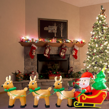 Load image into Gallery viewer, 13Ft Lighted Christmas Inflatables Santa Claus on Sleigh with 3 Reindeer & Christmas Tree for Indoor Outdoor Home Holiday Decor