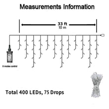 Load image into Gallery viewer, Aedavey 33ft 400 LED Outdoor String Lights White Fairy Lights Led Icicle Christmas Lights Plug-in for Christmas Party, Holiday, Wedding Decorations (Cool White)