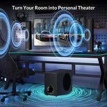 Load image into Gallery viewer, Cowin Sound Bar with Subwoofer, 110W Sound Bar for Smart TV with Adjustable Deep Bass & Volume Boost & 3 EQ Modes, Bluetooth/ARC/Opt/AUX, Detachable Soundbar for TV/PC/Gaming/Projector