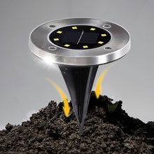 Load image into Gallery viewer, Cowin 8 Pack Solar Ground Lights 8 LED Solar Lights Outdoor Solar Powered Garden Lights Waterproof in-Ground Disk Lights for Patio Pathway Garden Lawn Yard Driveway Deck Walkway