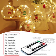 Load image into Gallery viewer, Christmas Curtain Lights Ring String Lights with Ornaments and Hooks 9.8ft 8 modes Remote Control Timer for Holiday Party,Warm White