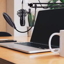 Load image into Gallery viewer, Condenser Microphone Computer Mic Kit Professional Studio Recording Bundle for Streaming Gaming Broadcasting Singing Videos with Arm Stand Shock Mount Pop Filter and Sound Adapter