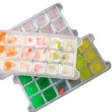 Load image into Gallery viewer, Ice Cube Trays with Lid and Bin, 4 Pack Easy Release Silicone Reusable Stackable with Covers for Freezer Cocktail Whiskey Coffee
