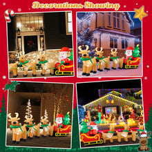Load image into Gallery viewer, 13Ft Lighted Christmas Inflatables Santa Claus on Sleigh with 3 Reindeer & Christmas Tree for Indoor Outdoor Home Holiday Decor