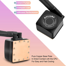 Load image into Gallery viewer, 240mm CPU Water Cooler, ARGB CPU Liquid Cooler(AIO), All Intel & AMD Compatible, High Efficiency CPU Radiator, 2×120mm PWM Fan for CPU Liquid Cooling System, Silent Operation, LGA 1700 Ready