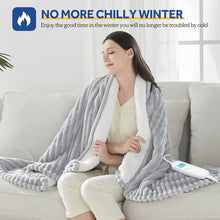 Load image into Gallery viewer, Electric Heated Blanket - 62"x84" Heating Blanket with 4 hours Auto-off, 6 Level Over-heat Protection, Soft Flannel, Electric Blanket ETL/FCC Certification