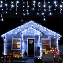 Load image into Gallery viewer, 360 LED Christmas Icicle Lights, 29.5 FT 8 Modes Curtain Fairy Icicle String Lights with 60 Drops, Led Christmas Twinkle Lights for Holiday, Party, Wedding, Eaves, Christmas Decorations, White