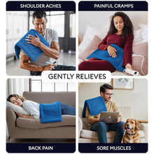 Load image into Gallery viewer, 33"x17" Heating Pad, Portable Heating Pad for Shoulder, Neck, Cramp, Menstrual Pain, with Upgraded 3 Timer & 6 Temperature Controller, Blue