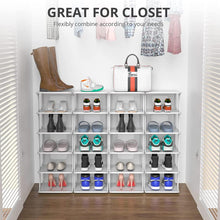 Load image into Gallery viewer, 8 Tiers Flexible Combination Shoe Rack, Shoe Organizer for Closet, Free Standing Small Shoe Shelf Plastic Stackable Shoe Rack Storage Organizer White