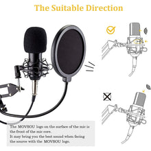 Load image into Gallery viewer, Condenser Microphone Computer Mic Kit Professional Studio Recording Bundle for Streaming Gaming Broadcasting Singing Videos with Arm Stand Shock Mount Pop Filter and Sound Adapter