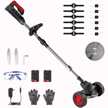 Load image into Gallery viewer, Cordless Electric Lawn Trimmer Weed Wacker - 21V Grass Trimmer Lawn Edger with 2.0Ah Li-Ion Battery Powered and 3 Types Cutting Blade, Tool for Lawn Care and Garden Yard Work