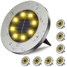 Load image into Gallery viewer, Cowin 8 Pack Solar Ground Lights 8 LED Solar Lights Outdoor Solar Powered Garden Lights Waterproof in-Ground Disk Lights for Patio Pathway Garden Lawn Yard Driveway Deck Walkway