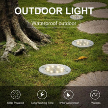 Load image into Gallery viewer, Cowin 8 Pack Solar Ground Lights 8 LED Solar Lights Outdoor Solar Powered Garden Lights Waterproof in-Ground Disk Lights for Patio Pathway Garden Lawn Yard Driveway Deck Walkway