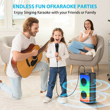 Load image into Gallery viewer, Karaoke Machine, Portable Bluetooth Karaoke Speaker with 1 Wired Microphones for Adults Kids with LED Lights, Supports AUX/USB/TF for Home Party