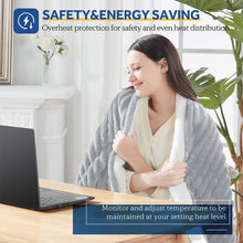 Load image into Gallery viewer, Electric Heated Blanket - 62"x84" Heating Blanket with 4 hours Auto-off, 6 Level Over-heat Protection, Soft Flannel, Electric Blanket ETL/FCC Certification
