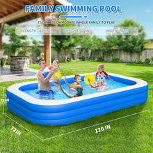 Load image into Gallery viewer, Cowin Inflatable Swimming Pool for Kids Adults, 120" x 72" x 22" Blow up Pool, Family Inflatable Swimming Pools for Backyard, Blue