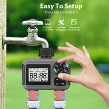 Load image into Gallery viewer, Cowin Sprinkler Timer 2 Outlet, Outdoor Garden Hose Faucet Timers with Rain Delay/Manual/Automatic Watering System, Digital Irrigation Timer for Yard, Gray