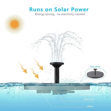 Load image into Gallery viewer, Cowin Solar Bird Bath Fountain Pump, Solar Fountain with 4 Nozzle, Free Standing Floating Solar Powered Water Fountain Pump for Bird Bath, Garden, Pond, Pool, Outdoor