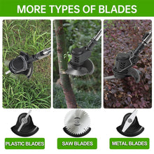 Load image into Gallery viewer, Cordless Electric Lawn Trimmer Weed Wacker - 21V Grass Trimmer Lawn Edger with 2.0Ah Li-Ion Battery Powered and 3 Types Cutting Blade, Tool for Lawn Care and Garden Yard Work