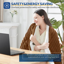 Load image into Gallery viewer, Electric Heated Blanket - 62"x84" Heating Blanket with 4 hours Auto-off, 6 Level Over-heat Protection, Soft Flannel, Electric Blanket ETL/FCC Certification