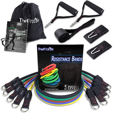 Load image into Gallery viewer, Exercise Resistance Bands with Handles - 5 Fitness Workout Bands Stackable up to 150 lbs
