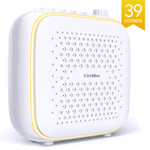 Load image into Gallery viewer, Corlitec White Noise Machine with Night Light, High Fidelity Sound Machine with 39 Sleep Soundtracks for Sleep & Relaxing, Compact Sleep Machine with Timer for Home, Nursery, Office, and Travel