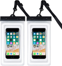Load image into Gallery viewer, Waterproof Phone Bag IPX8 Cell Phone Pouch for Swimmers Divers Outdoor Beach Pool Shower Bath Hot Tub Water-activity, with Airbag Protection & Secure Lock, Compatible with iPhone/Samsung Galaxy up to 7.0 IN (2 PCs in Black)
