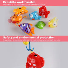 Load image into Gallery viewer, 15 Packs Bath Toy Fishing Floating Squirts Toy and Water Scoop with Organizer Bag, BPA Free Fish Net Game in Bathtub Time for Kids, Bathroom Fish Set