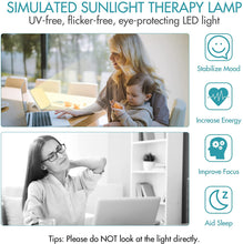 Load image into Gallery viewer, Light Therapy Lamp, UV-Free 15000 Lux Simulated Sunlight, 3 Color Temperature, 5 Brightness Levels, 10-60min Adjustable Timer, 180° Rotatable Stand, Memory Function, Touch Control LED Lamp for Indoor