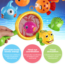 Load image into Gallery viewer, 15 Packs Bath Toy Fishing Floating Squirts Toy and Water Scoop with Organizer Bag, BPA Free Fish Net Game in Bathtub Time for Kids, Bathroom Fish Set