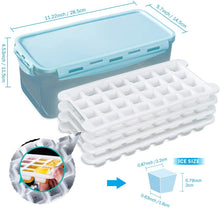 Load image into Gallery viewer, Ice Cube Trays 4 Pack (128 Ice Cubes), Stackable Silicone Bottom Ice Trays Ice Cube Molds Container Set with Airtight Lid