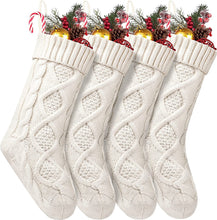 Load image into Gallery viewer, 4 Pack Christmas Stockings 18 Inches Large Size Cable Knitted Stocking Gifts & Decorations for Family Holiday Xmas Party, Ivory White