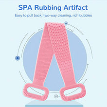 Load image into Gallery viewer, Silicone Bath Body Brush, Exfoliating Lengthen Silicone Body Back Scrubber, Easy to Clean, Lathers Well, Eco Friendly, Long Lasting, Comfortable Massage for Shower(Pink)