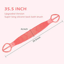Load image into Gallery viewer, Silicone Bath Body Brush 35.5 inch Sword Handle Back Scrubber for Shower, Exfoliating Lengthen, Easy to Clean, Lathers Well, Eco Friendly, Long Lasting, Comfortable Massage for Shower (Pink)