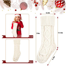 Load image into Gallery viewer, 4 Pack Christmas Stockings 18 Inches Large Size Cable Knitted Stocking Gifts & Decorations for Family Holiday Xmas Party, Ivory White