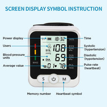 Load image into Gallery viewer, Digital Wrist Blood Pressure Monitor SWTROOM Adjustable Wrist Cuff 5.31-7.68 inch Large Display 99x2 Reading Memory