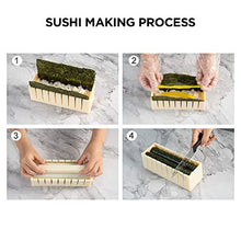 Load image into Gallery viewer, Sushi Making Kit Deluxe Edition with Complete Sushi Set 10 Pieces Plastic Sushi Maker Tool Complete with 8 Sushi Rice Roll Mold Shapes Fork Spatula DIY Home Sushi Tool (Off-white)