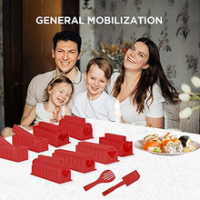 Load image into Gallery viewer, Sushi Making Kit Deluxe Edition with Complete Sushi Set 10 Pieces Plastic Sushi Maker Tool Complete with 8 Sushi Rice Roll Mold Shapes Fork Spatula DIY Home Sushi Tool (Red)