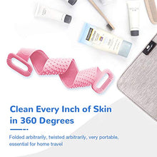 Load image into Gallery viewer, Silicone Bath Body Brush, Exfoliating Lengthen Silicone Body Back Scrubber, Easy to Clean, Lathers Well, Eco Friendly, Long Lasting, Comfortable Massage for Shower(Pink)