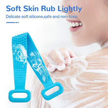 Load image into Gallery viewer, Silicone Bath Body Brush, Exfoliating Lengthen Silicone Body Back Scrubber, Easy to Clean, Lathers Well, Eco Friendly, Long Lasting, Comfortable Massage for Shower (Blue)