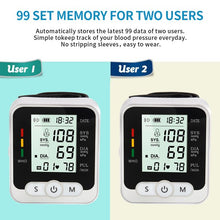 Load image into Gallery viewer, Digital Wrist Blood Pressure Monitor SWTROOM Adjustable Wrist Cuff 5.31-7.68 inch Large Display 99x2 Reading Memory