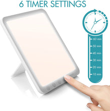 Load image into Gallery viewer, Light Therapy Lamp, UV-Free 15000 Lux Simulated Sunlight, 3 Color Temperature, 5 Brightness Levels, 10-60min Adjustable Timer, 180° Rotatable Stand, Memory Function, Touch Control LED Lamp for Indoor